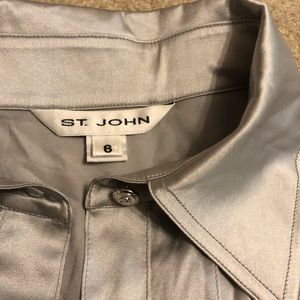 St. John silver silk button down blouse